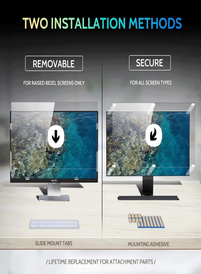 Peslv [2-Pack] 27 Inch Privacy Screen for Computer Monitor 16:9 Aspect Ratio, Eye Protection Anti Blue Light Glare Shield, 27inch Removable Black Blackout Anti Spy Desktop Security Private Filter - Image 4